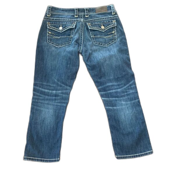 BKE Payton Mid Rise Cropped Medium Wash Flap Pocket Jeans 32x24 - Picture 2 of 14